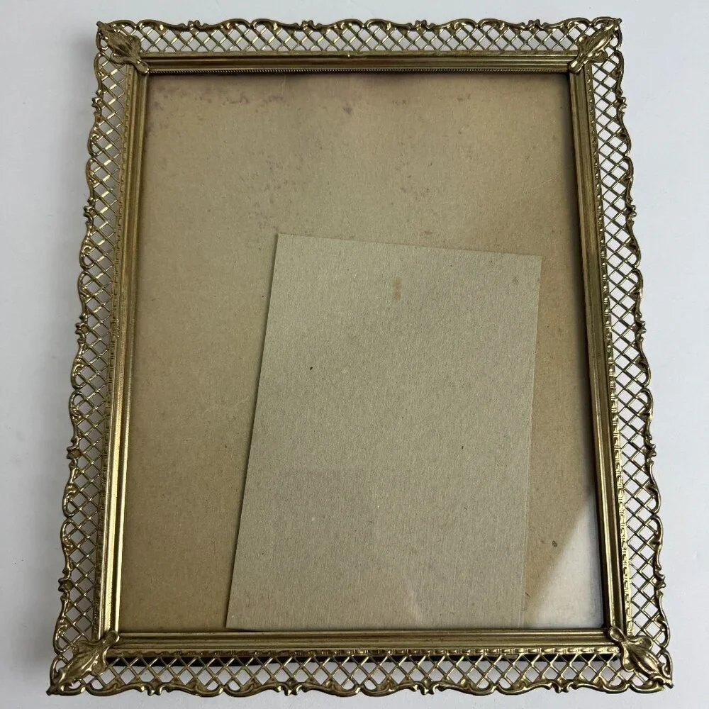 Vintage 9 x11 Gold Filigree Ornate Metal Picture Frame